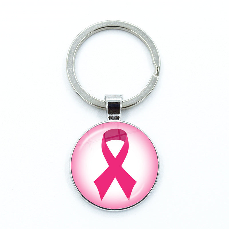 Wholesale Care Breast Cancer Vermicelli with Zinc Alloy Key Chain