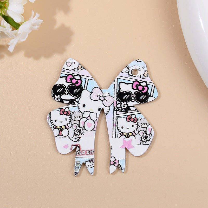 Wholesale 10pcs/ pack butterfly print hanging pendant diy keychain pendant