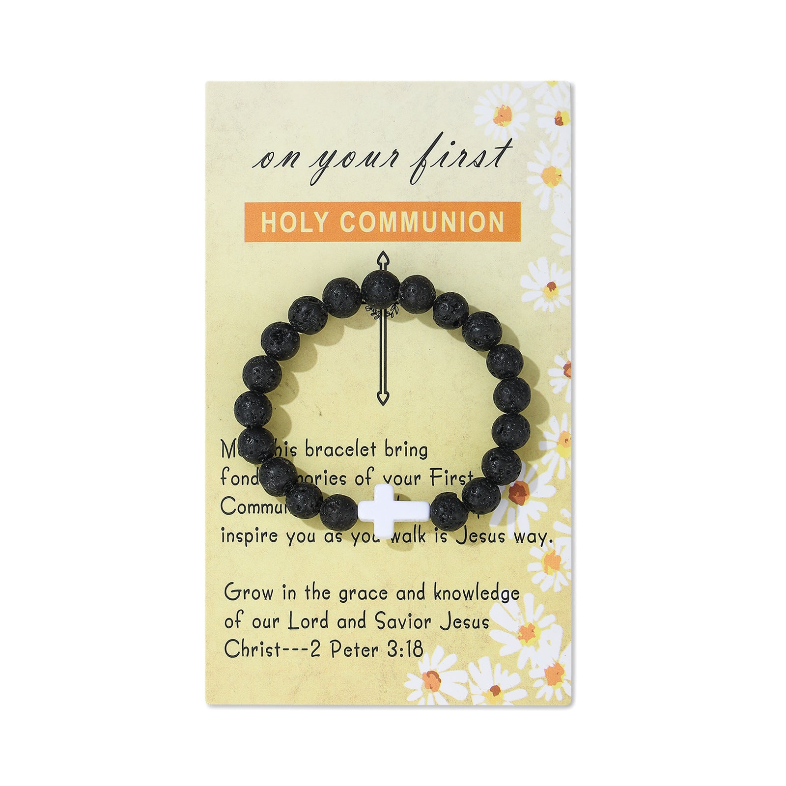 Wholesale Baptismal communion cross Volcanic Stone Bracelets