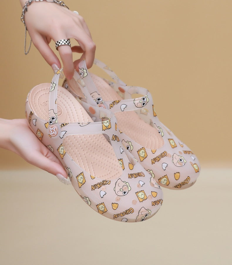 Wholesale Summer Outer Wear Rubber Seaside Beach Women Non-slip Mary Jane Slippers