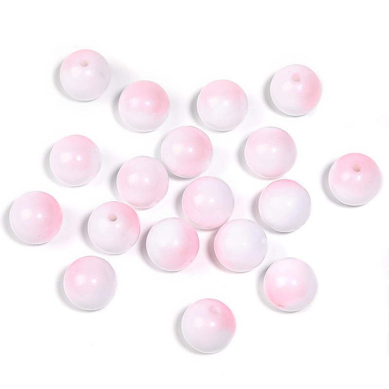 Wholesale 100pcs Acrylic Spray Paint Two-color Round Beads Gradient Straight Hole Beads Diy Beads