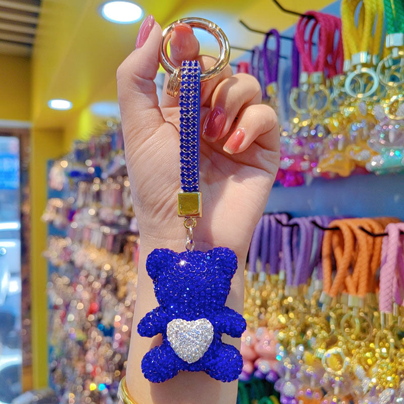 Wholesale Clay Diamond Bear Love Pendant Rhinestone Keychain