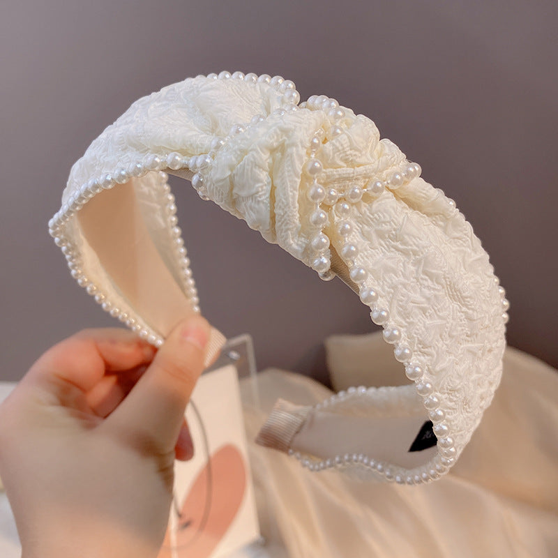 Wholesale Large Bow Cream White Simple Headband