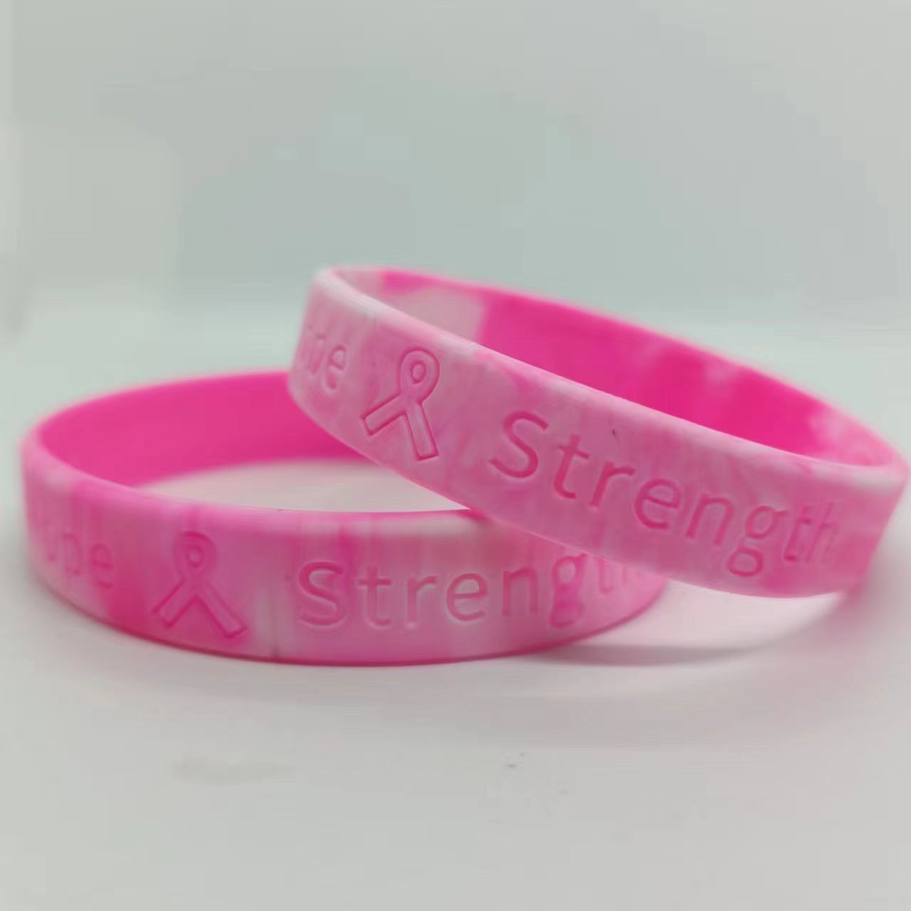 Wholesale 1000pcs Caring for Women’s Health Pink Ribbon Promotion Prevention Awareness Breast Gland Silicone Bracelet
