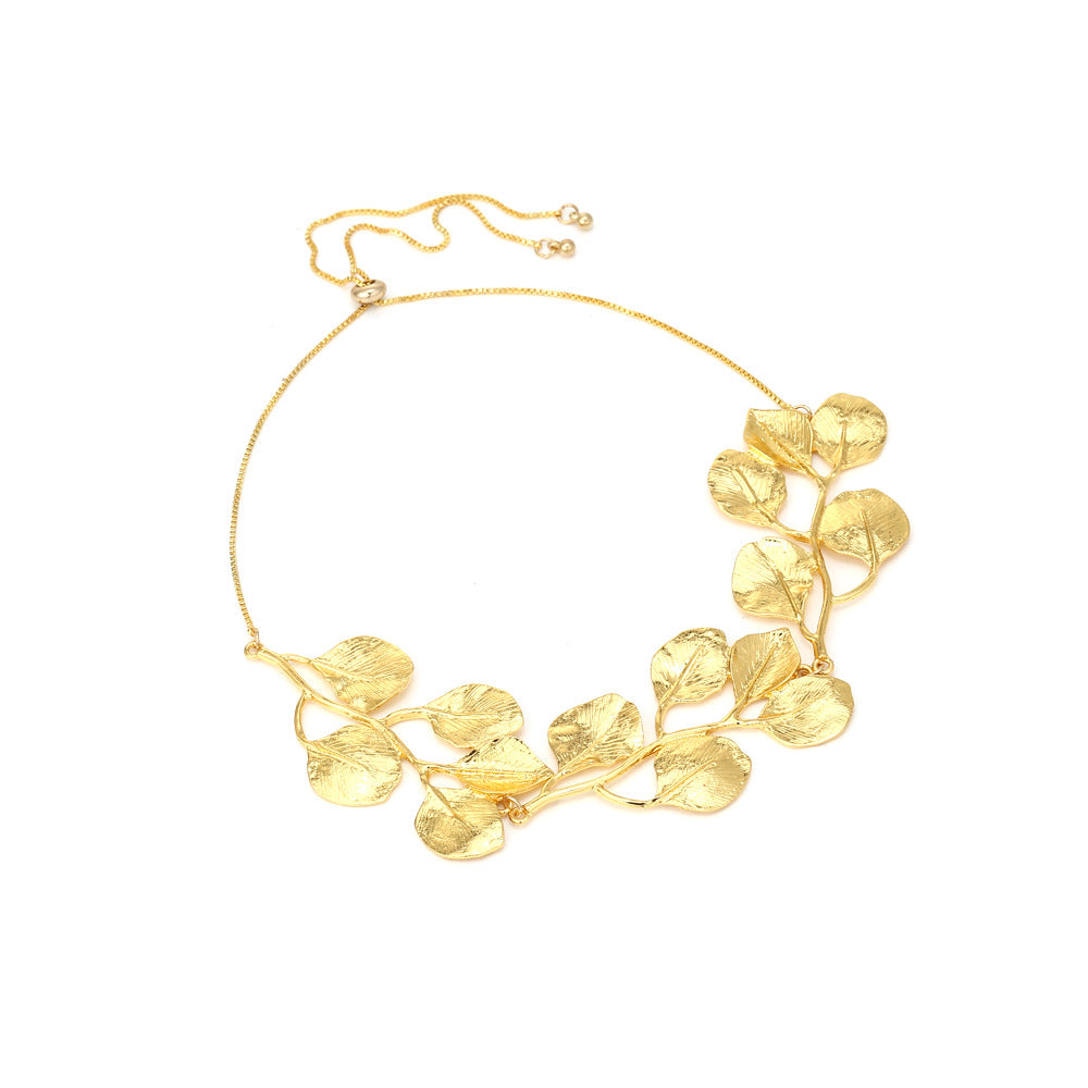Wholesale Gold Alloy Leaf Necklace