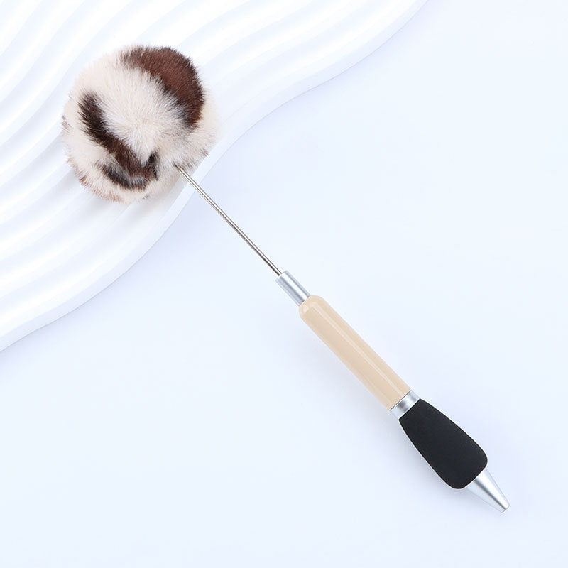 Wholesale 50pcs DIY Hair Ball Cute Girl Heart Furry Cute Round Beads Furry Plastic Beads Pen