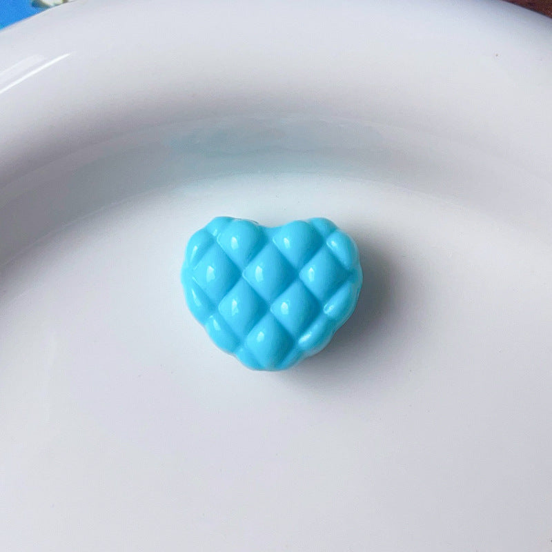 Wholesale 5pcs/pack  Checkered heart-shaped dopamine heart-shaped beads Acrylic Beads