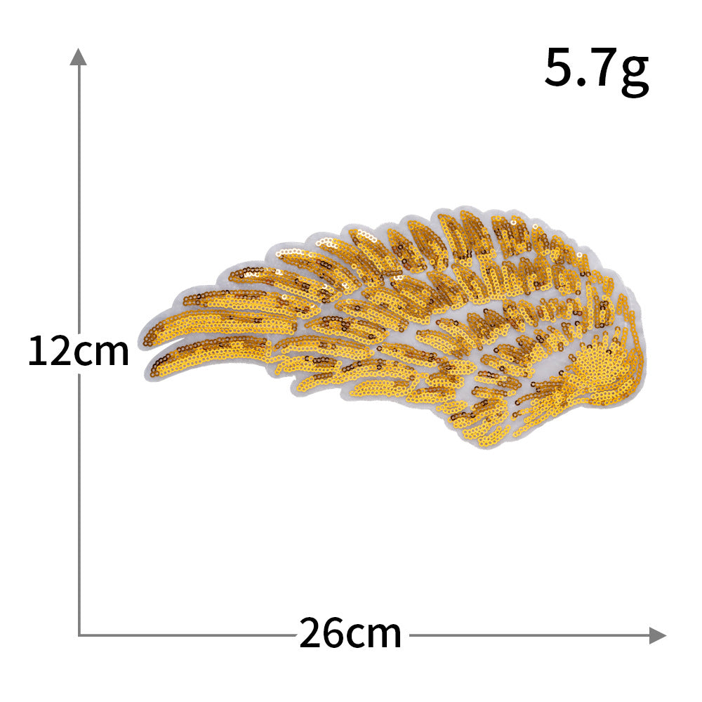Wholesale Large Gold Silver Sequin Angel Wing Embroidered Fabric Patch Applique Decorative Clothing et Fashion Accessory For Gift And Resale
