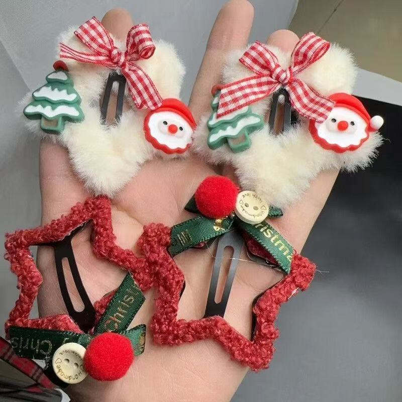 Wholesale Plush Christmas Star BB Hair Clip Sweet Girly Fashion Hair Accessory For Women Side Bangs