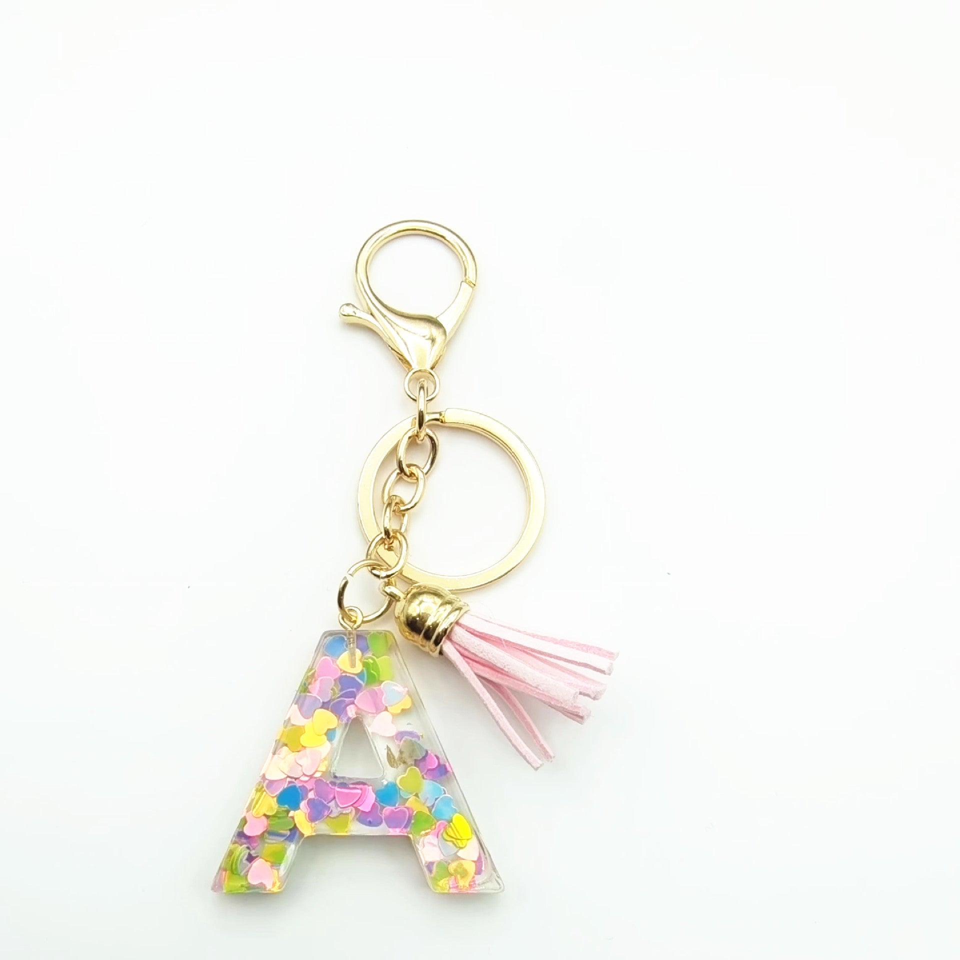 Llavero de letra acrílica de resina de barril de Tassel