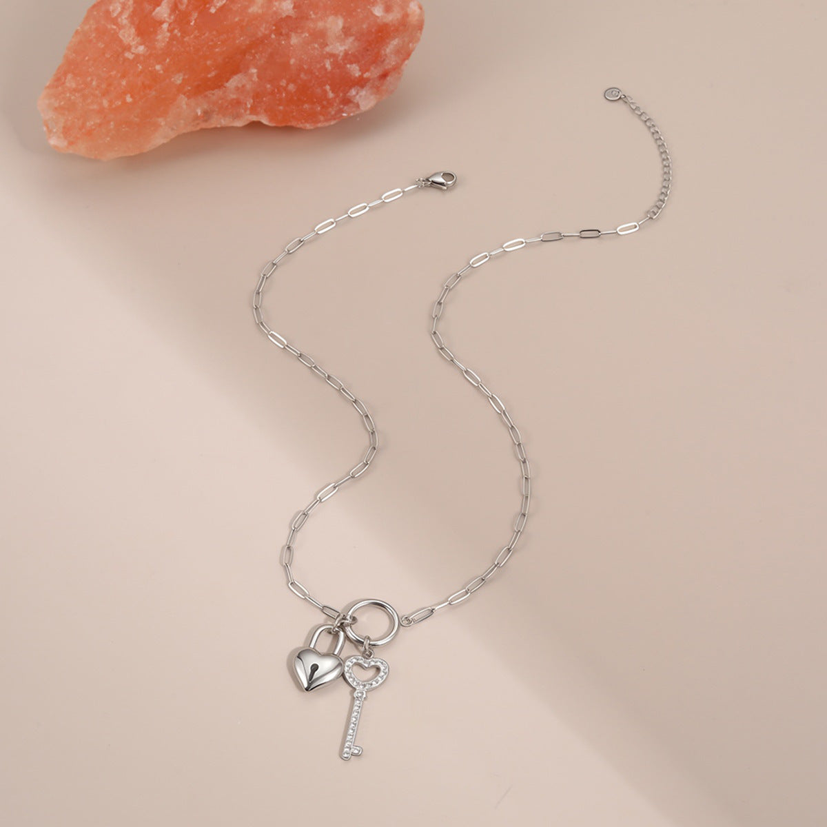 Wholesale Stainless Steel Love Lock Key Necklace