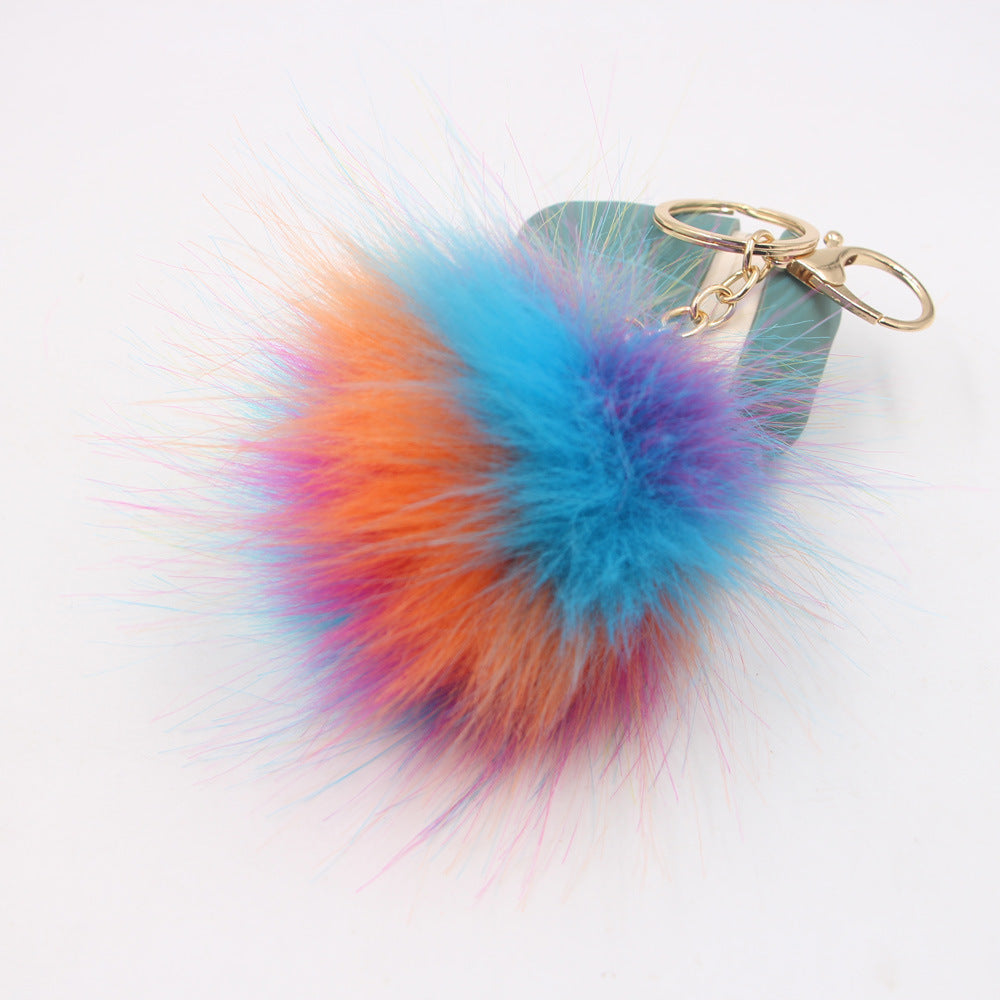 Wholesale Colorful Fur Ball Keychain Bag Pendant Tulip Theme Stylish Backpack Accessory