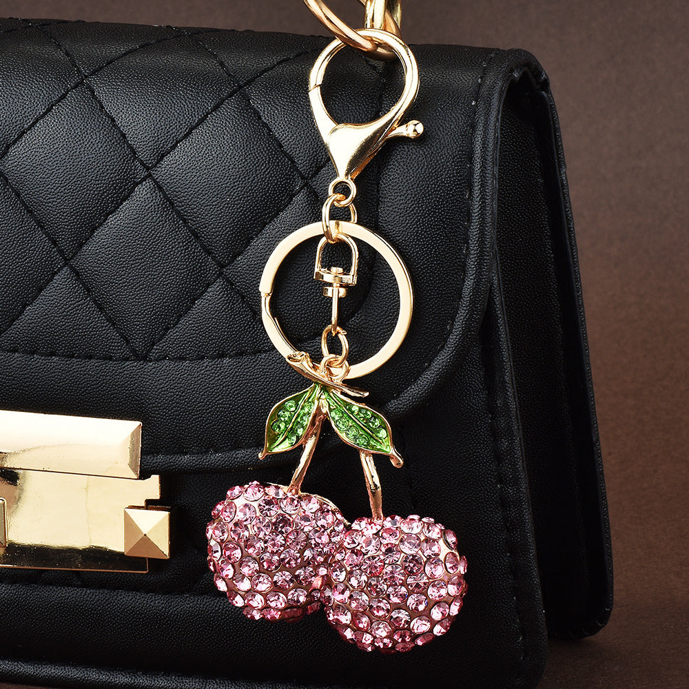 Wholesale Cherry keychain bag milk tea cup pendant