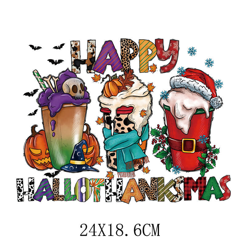 Wholesale Colorful Cartoon Christmas Heat Transfer  UV DTF Ready to Press Transfers Wraps