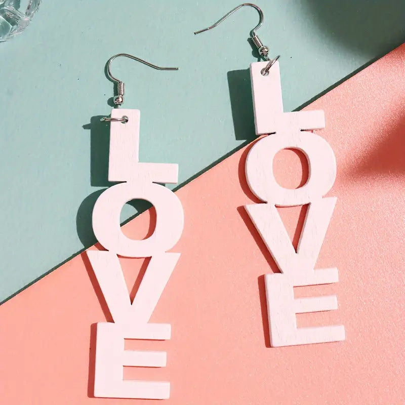 Wholesale LOVE English letter long Valentine' s Day acrylic earrings