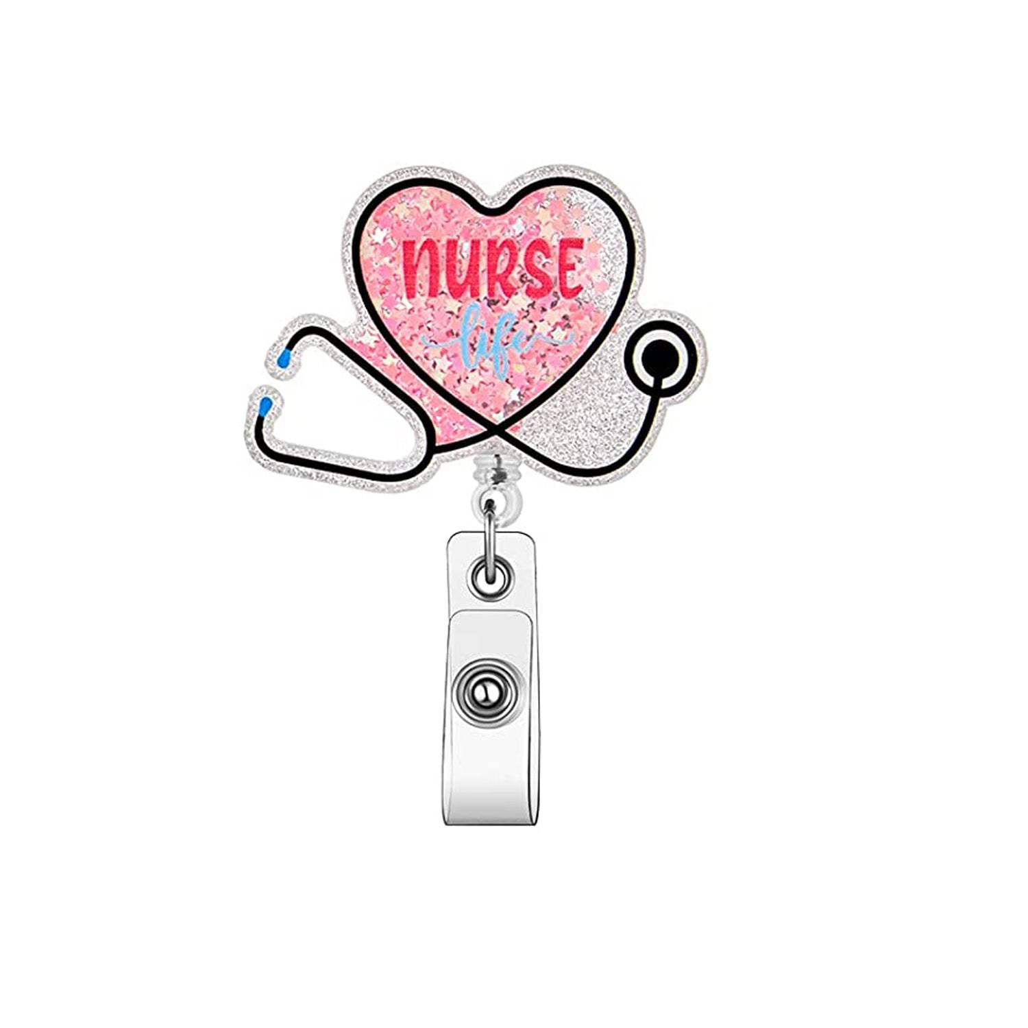 Wholesale Acrylic Glitter Quicksand Doctor Nurse Retractable Keychain