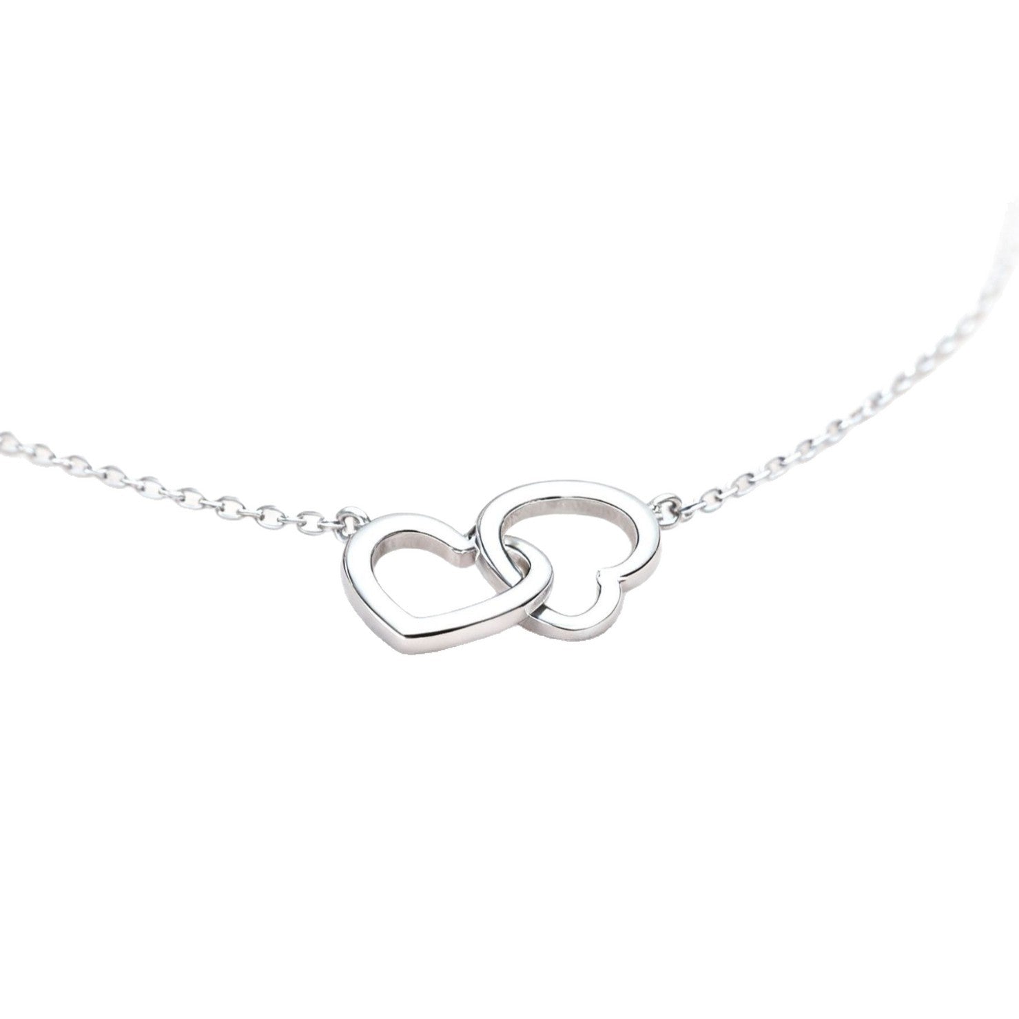 Wholesale Sweet Valentine's Day Double Love Titanium Steel Necklace