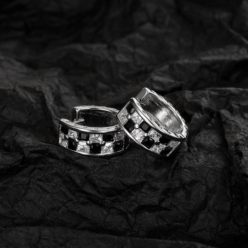 Pendientes de cobre de red de tablero de ajedrez al por mayor