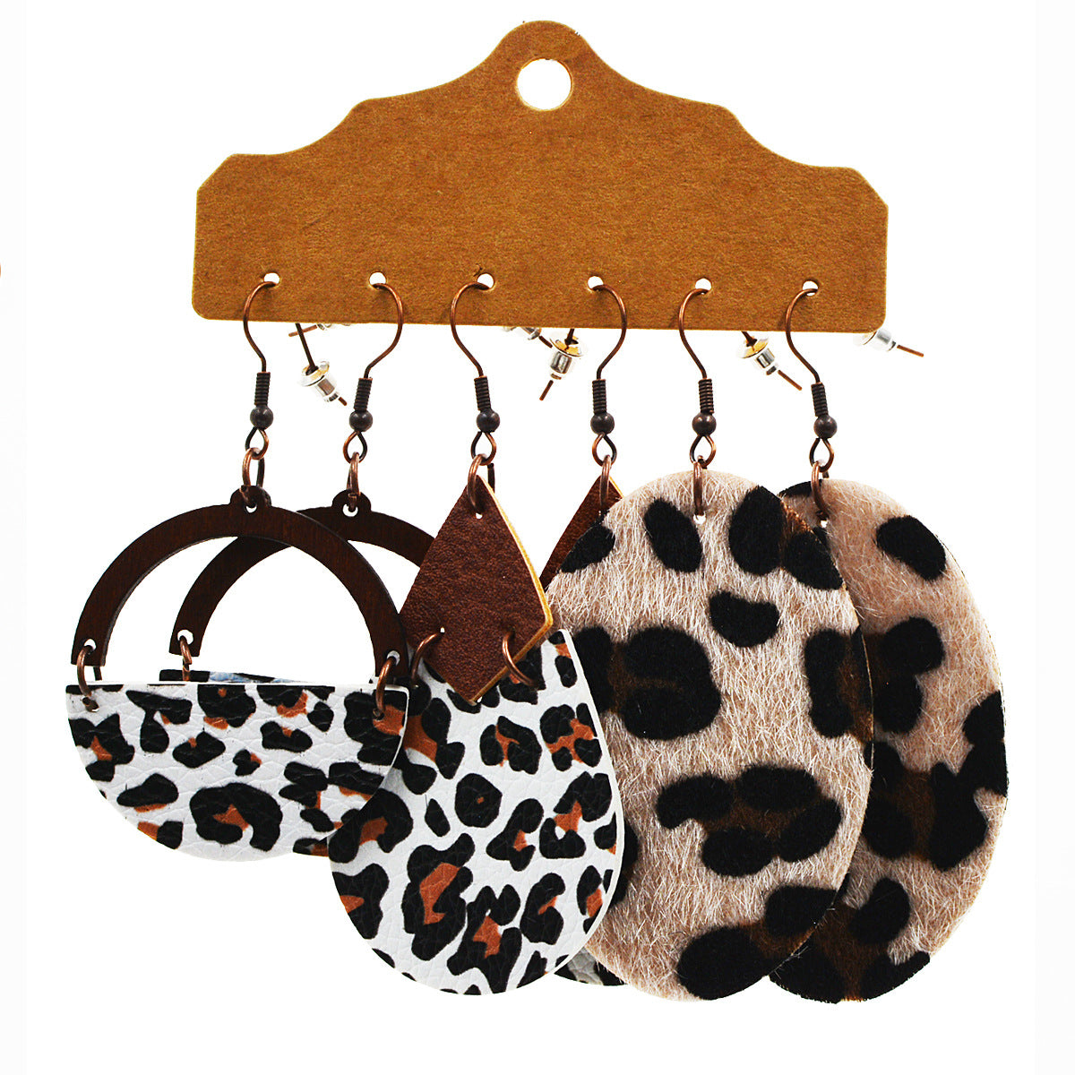 Wholesale Western Style Leopard Print Cow Earrings