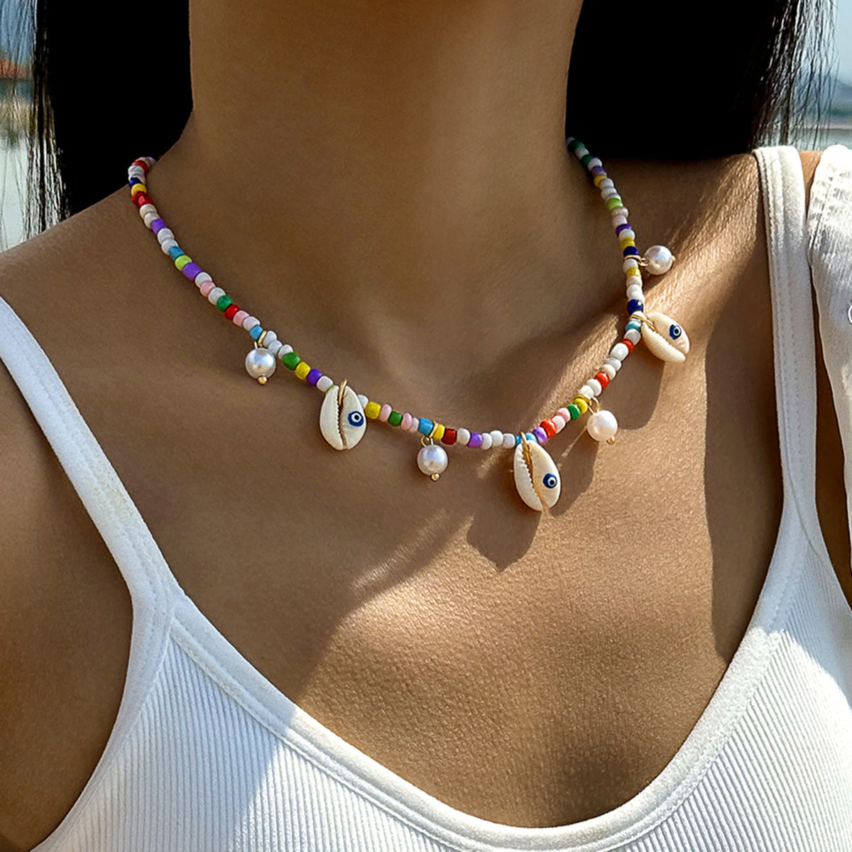 Wholesale Cross-border seaside holiday series beaded beach starfish shell necklace