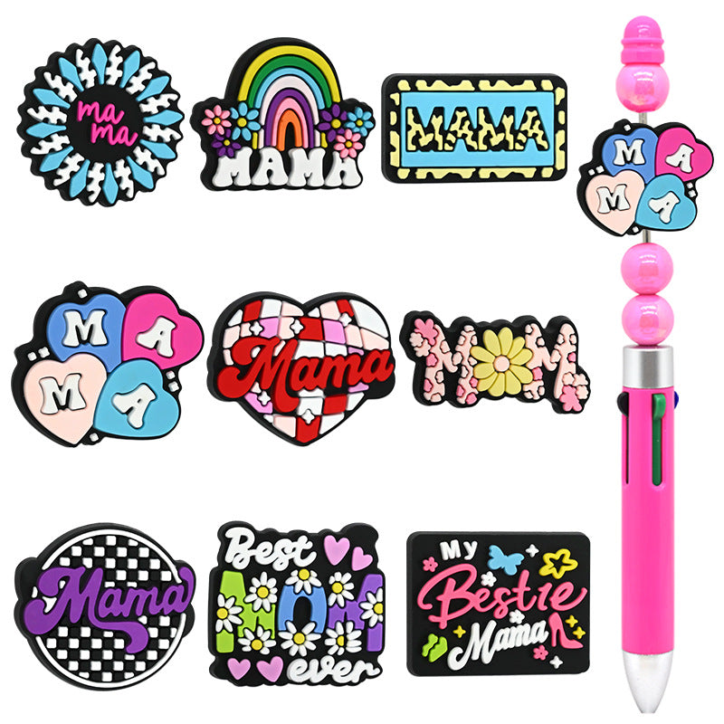 Wholesale Random 100pcs I Love Mom Mother' s Day Beaded Beads Focal Beads