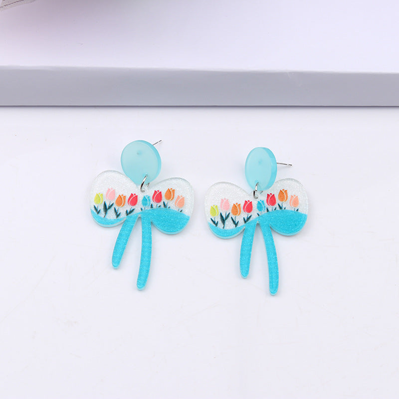 Wholesale Bow Colored Acrylic Earrings