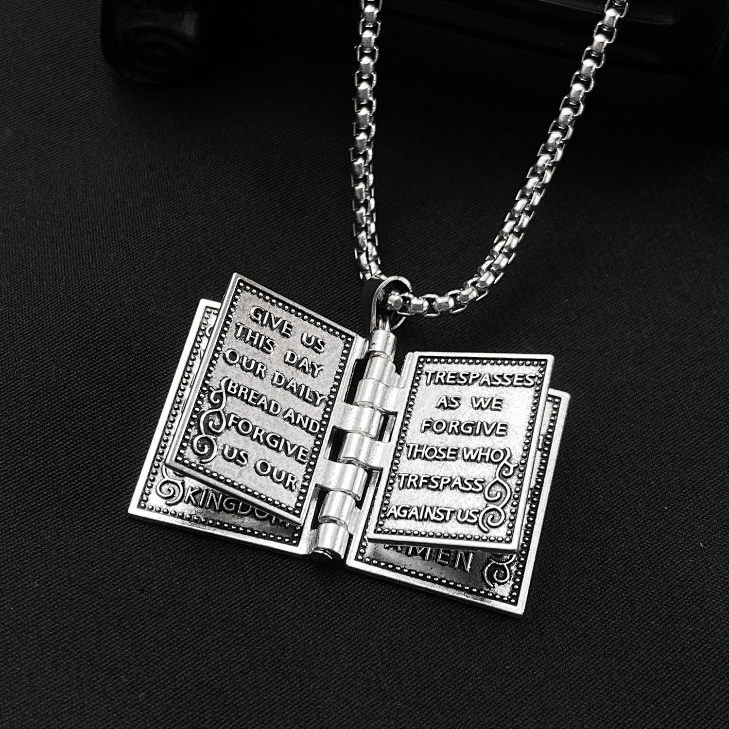 Wholesale Gothic style flip-page Bible book cross necklace