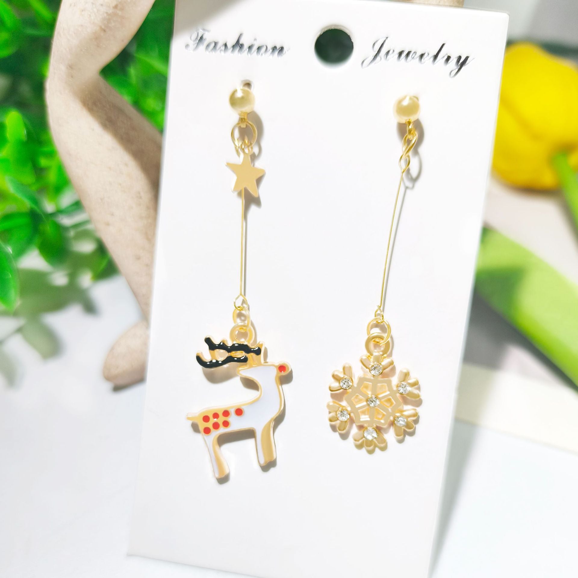 Wholesale  Christmas Hat Elk Christmas Bell Earrings