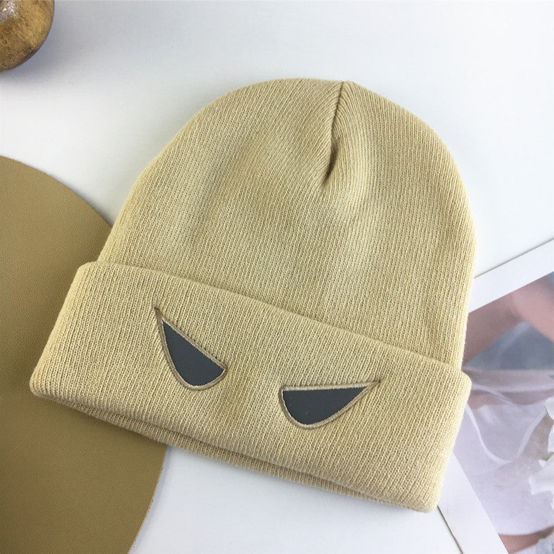 Wholesale Acrylic Autumn and Winter Reflective Devil's Eye Knitted Hats for Couples' Warm Woolen Hats