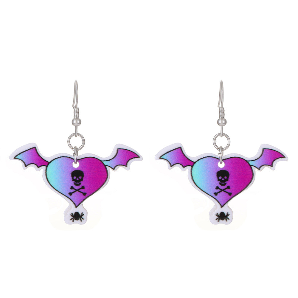 Wholesale Halloween Love Skeleton Cartoon Alloy Earrings