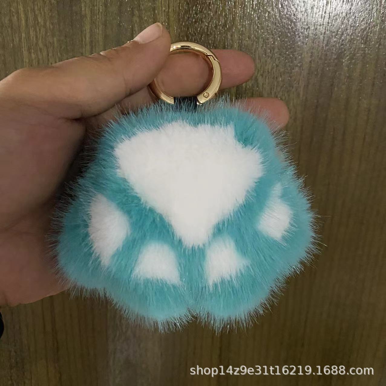 Wholesale 5pcs Paw Plush Pendant Cute Cat Keychain