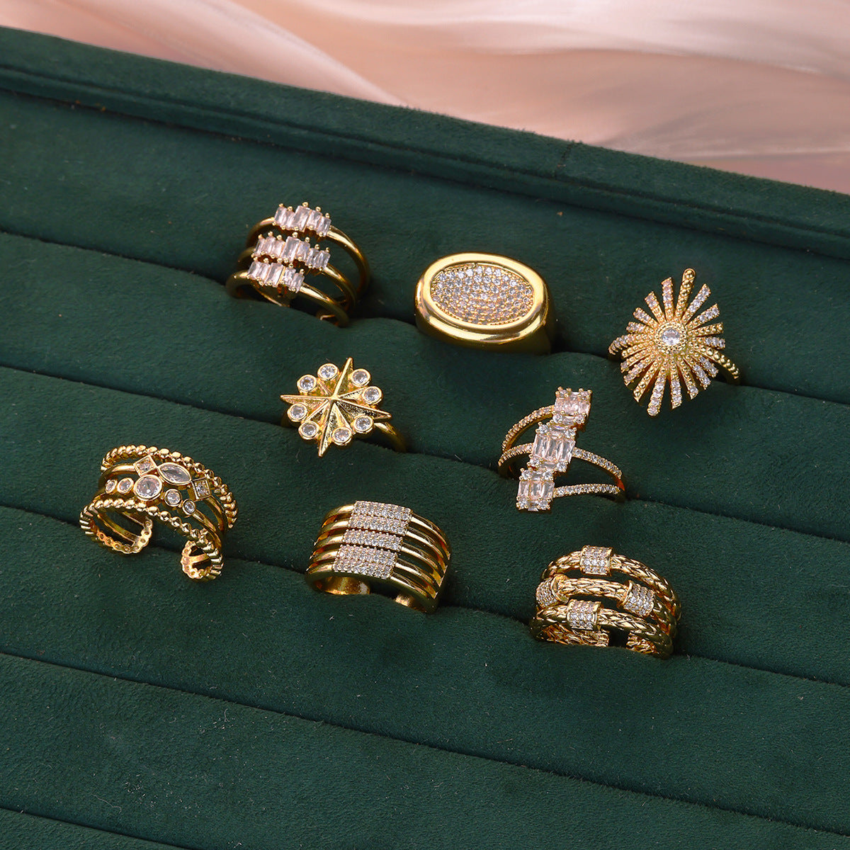 Wholesale gold-plated open ring double-layer ring luxury index finger ring