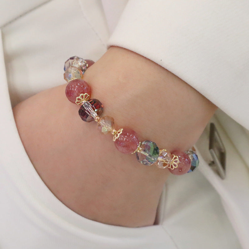 Wholesale Glass imitation strawberry crystal beaded bracelet