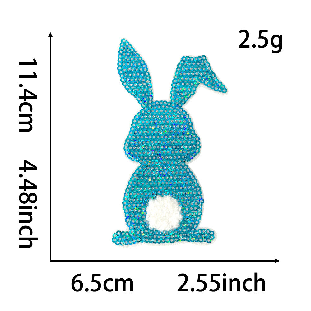 Wholesale Boutique Easter Rabbit Embroidered Iron On Patch With Hot Melt Glue For Coat DIY Accessory