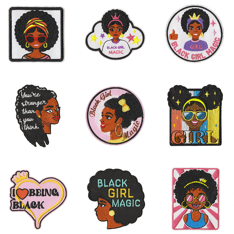 Wholesale European American Style Sexy Girl Embroidered Patches 9 Piece Coat Applique Set Stylish Fashion Accessory For Boutique And Gift