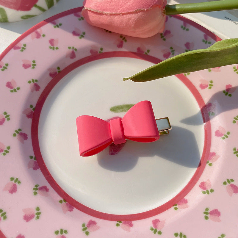 Wholesale Pink Bow Heart Flower Side Side Resin Hair Clip