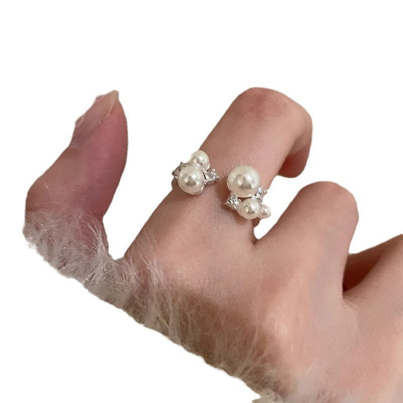 Wholesale Pearl and zircon open ring