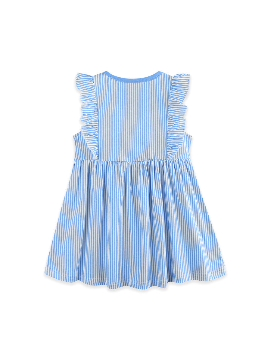 Wholesale Rabbit Embroidery Girls Sleeveless Cotton Princess Dress European Style Boutique