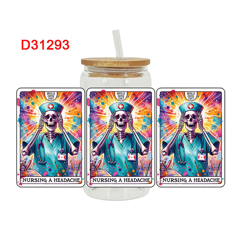 Wholesale Skeleton Bull 16oz Cup UV DTF Wraps