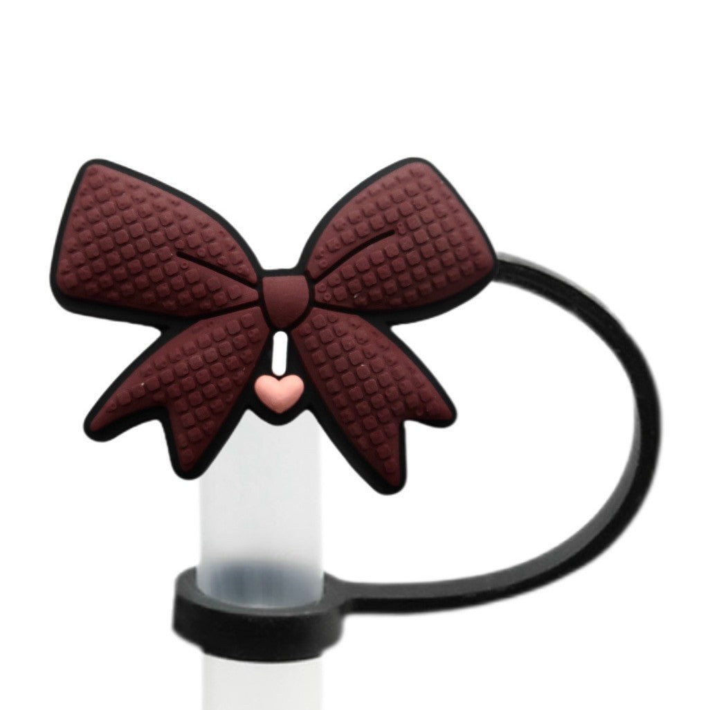 Wholesale 10pcs Bow Straw Cap Silicone Straw Tube Cap