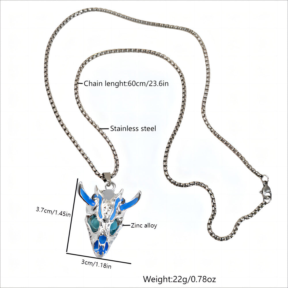 Wholesale Skull Animal Head Luminous Necklace Zinc  Alloy Faucet   Sweater Chain