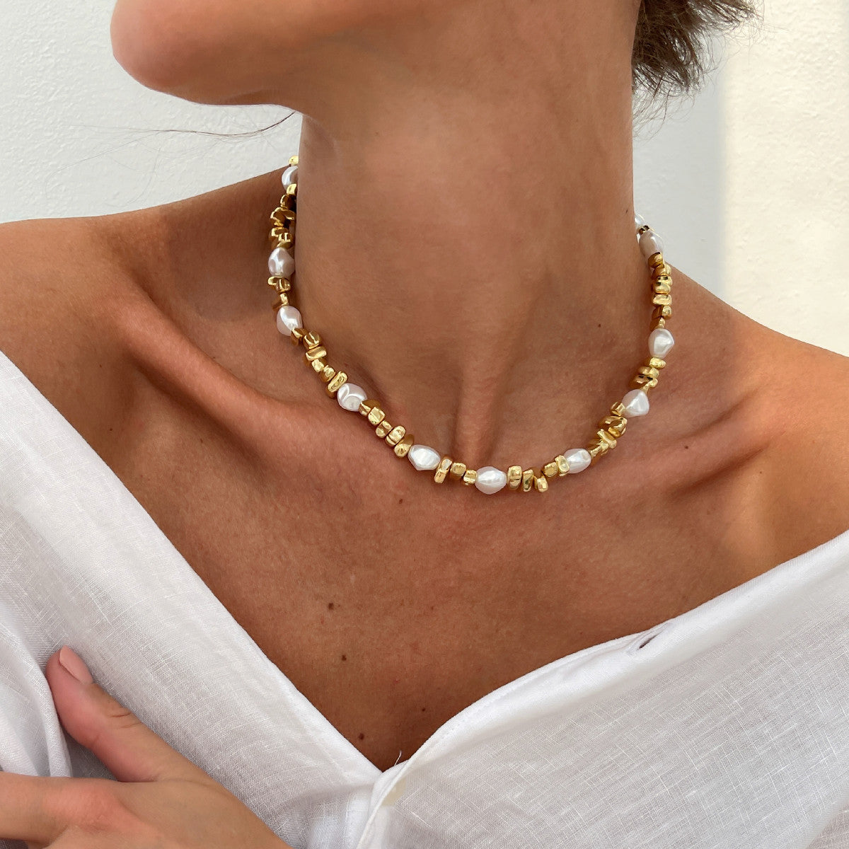 Wholesale Baroque Irregular Pearl Beaded Necklace Choker  Star Tassel Necklace