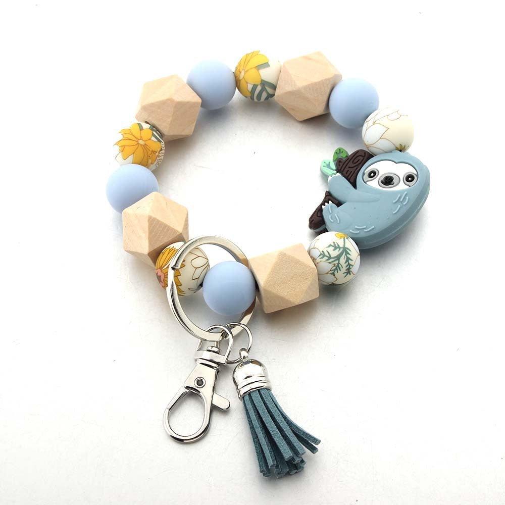 Wholesale Cartoon Sloth Silicone Beads Animal Keychain
