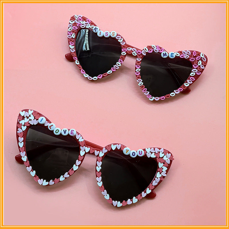Wholesale I LOVE YOU Heart Sunglasses Valentine's Day Party Love Proposal Party Funny Sunglasses Glasses