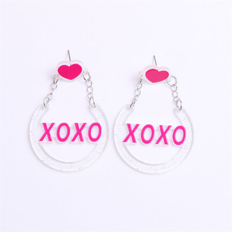 Wholesale Valentine's Day XOXO Heart Acrylic Earrings