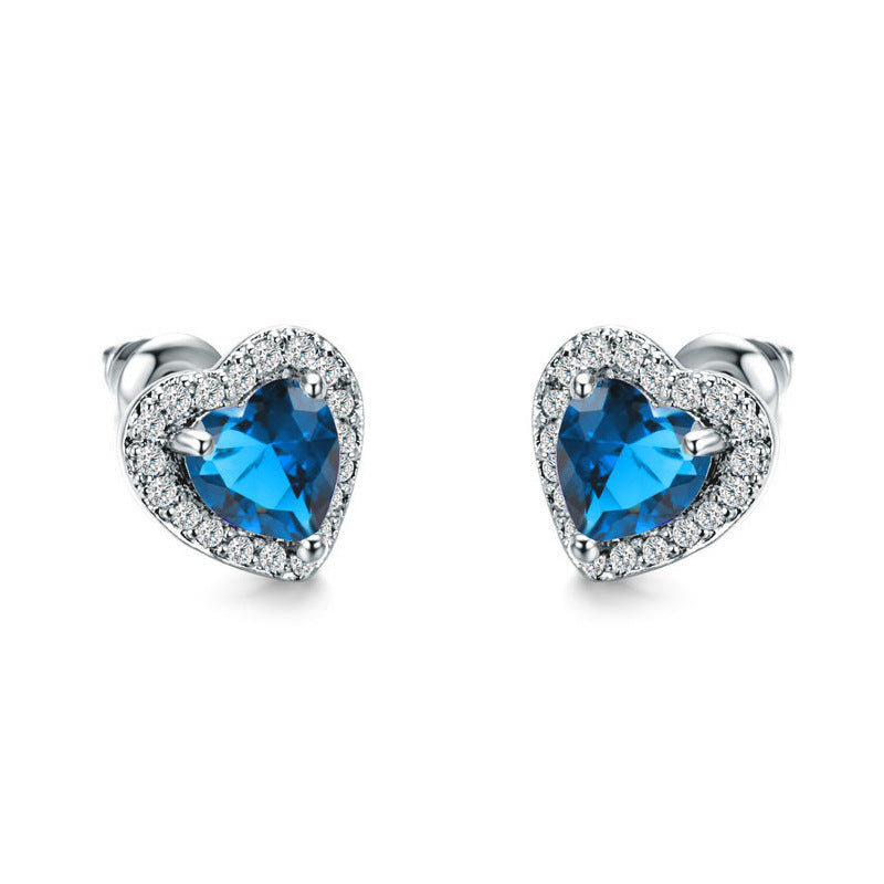 Wholesale Heart Diamond Crystal Alloy Earrings
