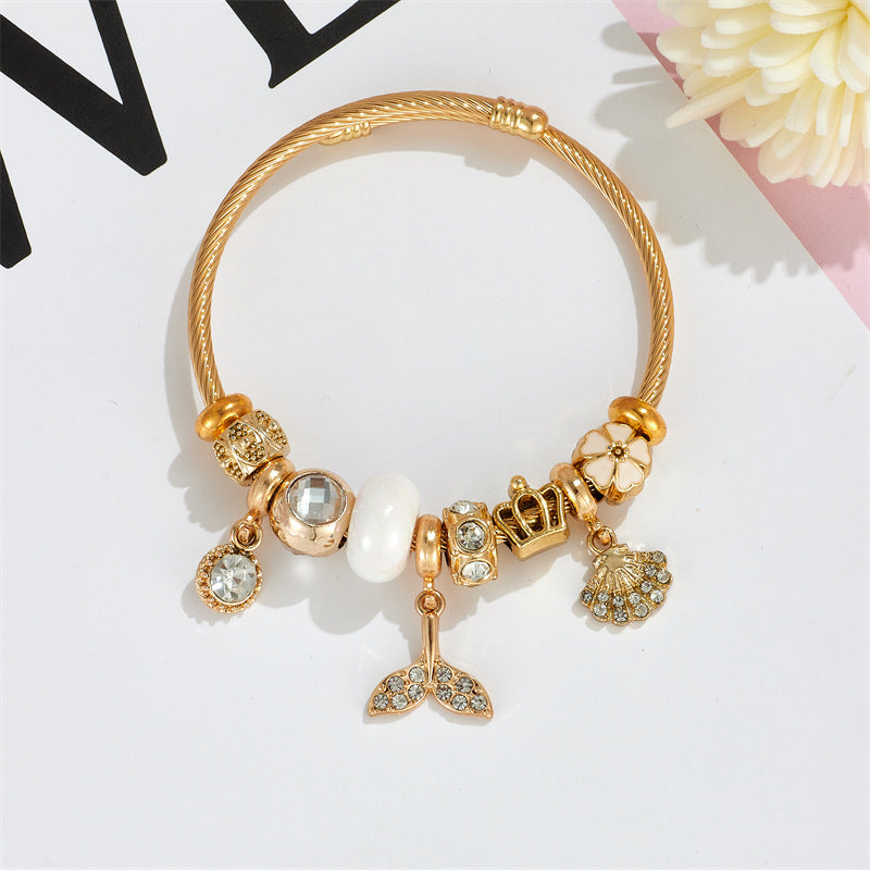 Wholesale Diamond Butterfly Stainless Steel Beaded Bracelet