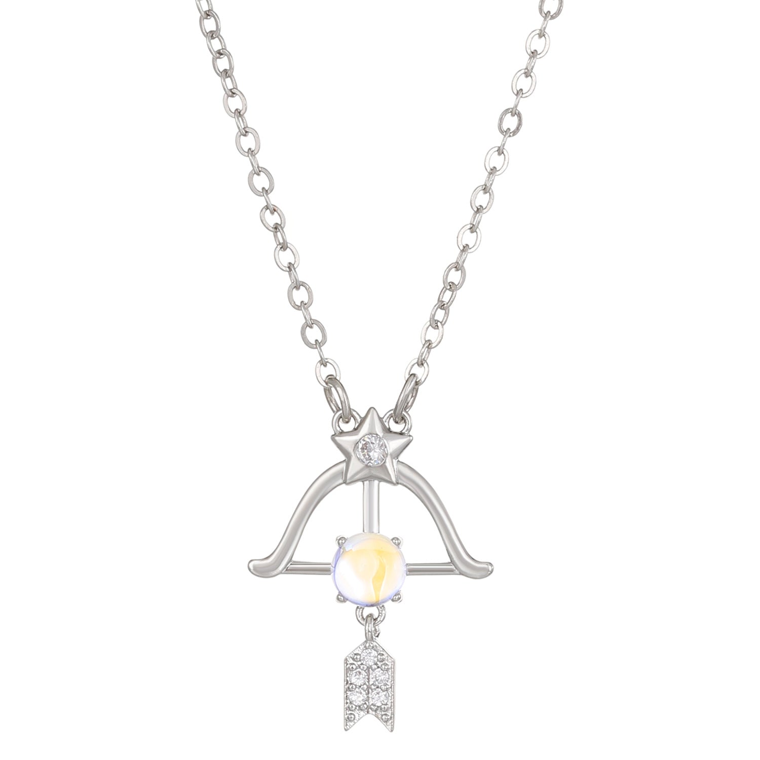 Wholesale Copper Constellation Diamond Hollow Moonstone Necklace