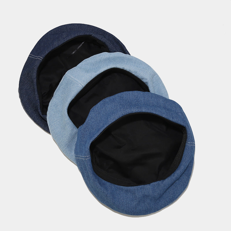 Wholesale Street Fashion All-match Denim Simple Solid Color Casual Art Newsboy Hat Beret