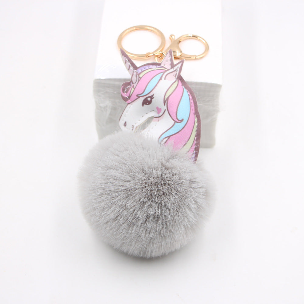 Wholesale Unicorn Fur Ball Car Keychain Bag Charm Pendant Cute Cartoon Toy Decorative Accent For Everyday Use Party Boutique